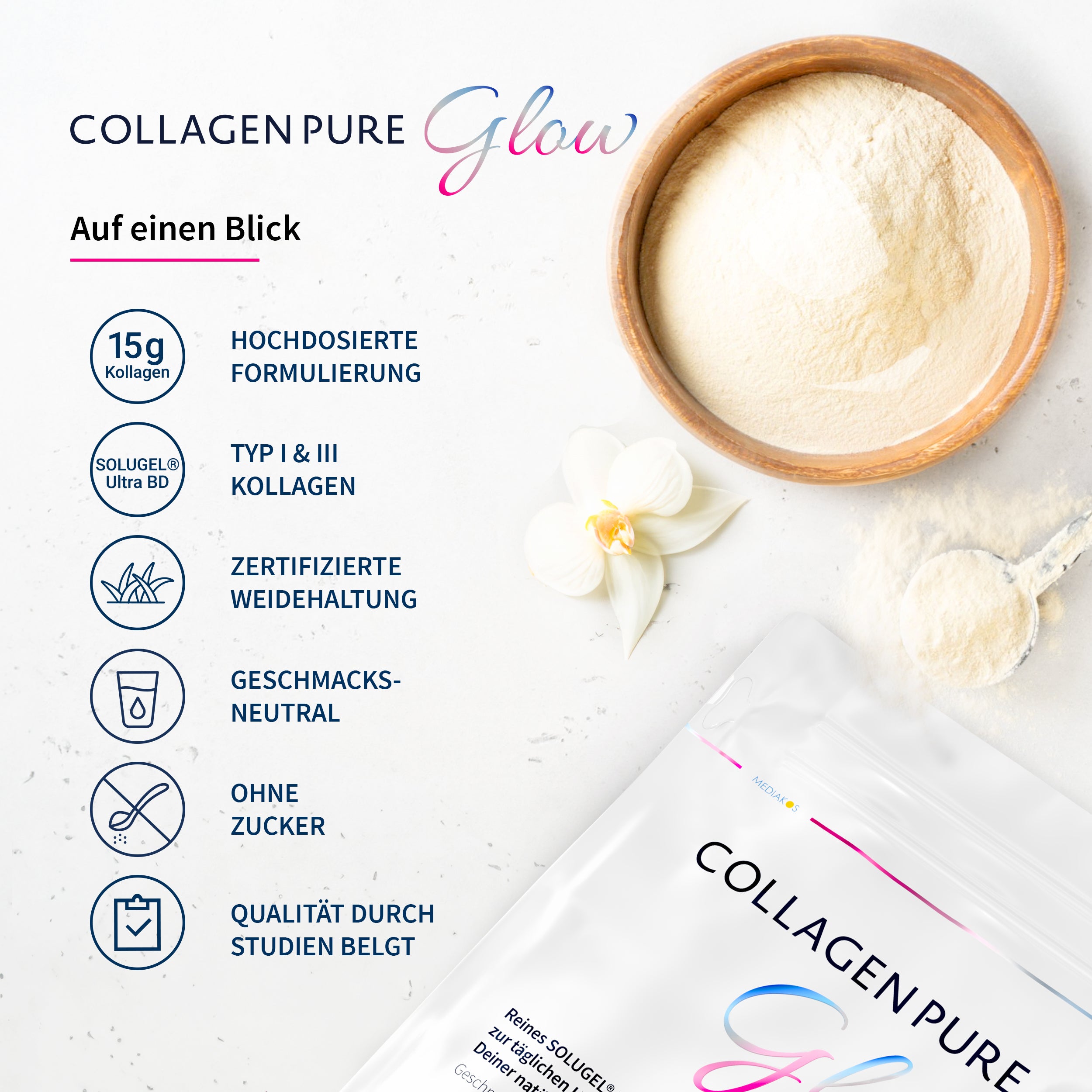 Collagen Pure Glow – 100 % reines Kollagen Pulver