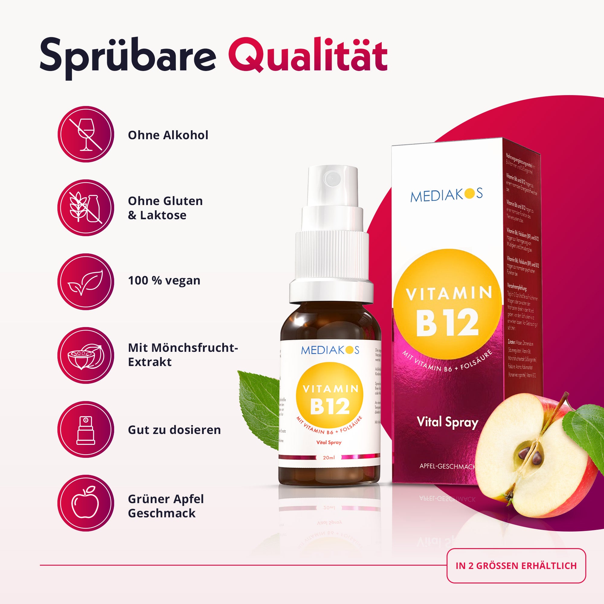 Mediakos Vitamin B12 + B6 + Folsäure Vital Spray