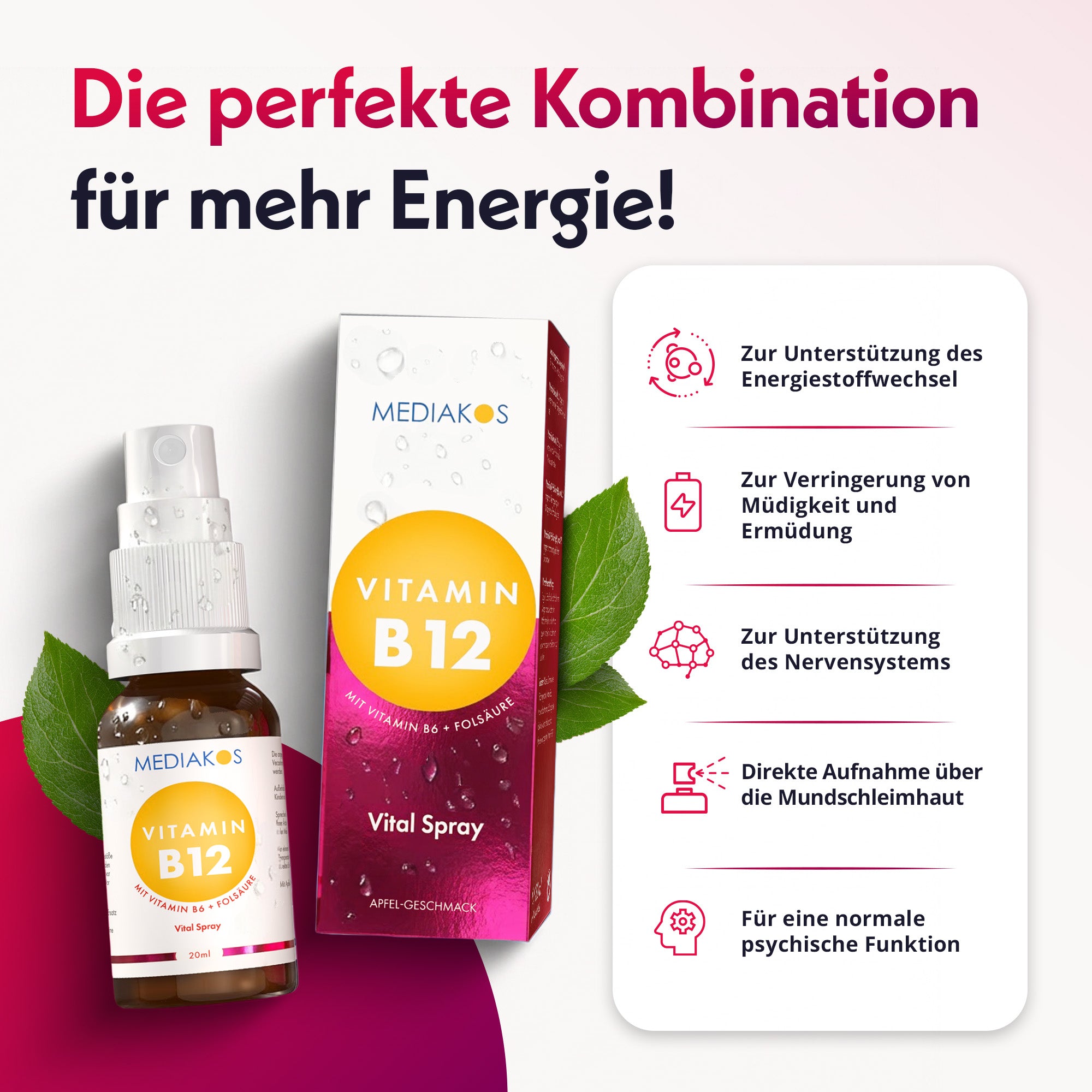 Mediakos Vitamin B12 + B6 + Folsäure Vital Spray