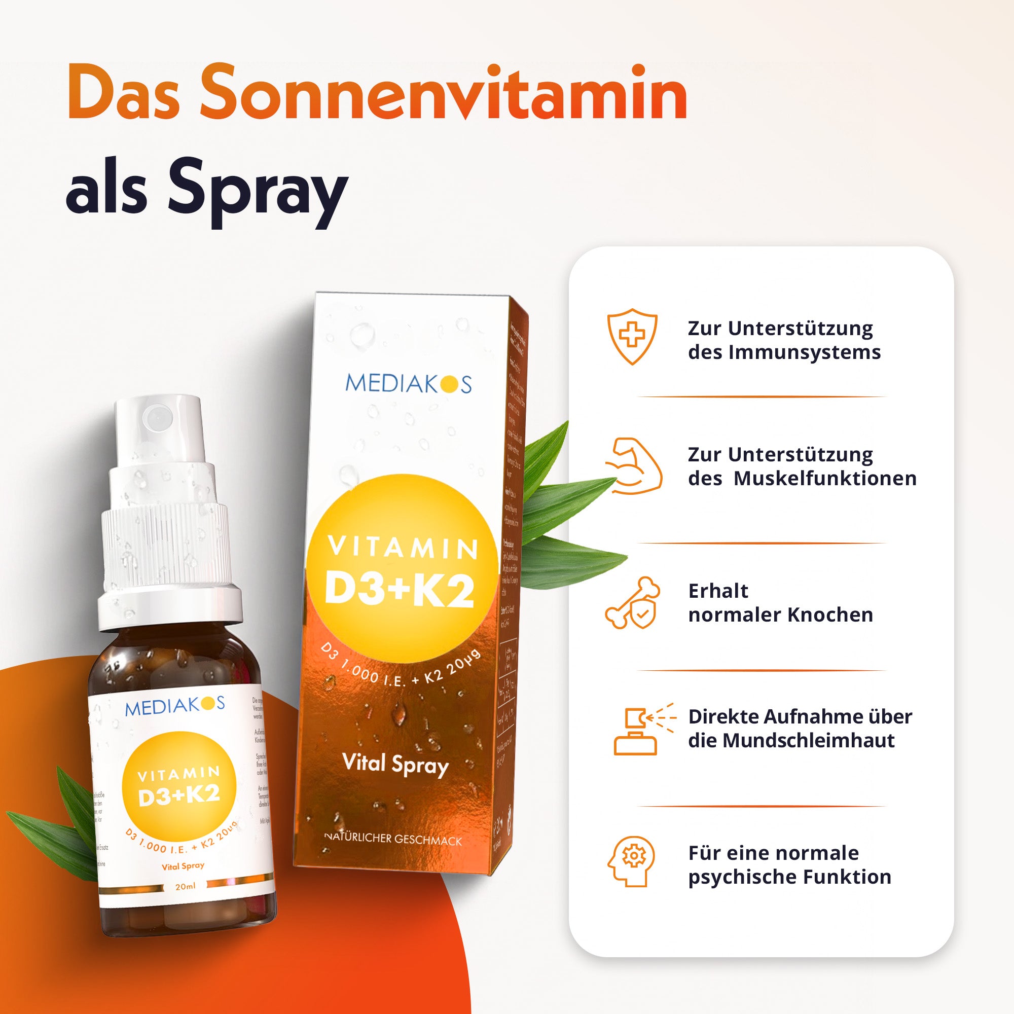 Mediakos Vitamin D3 + K2 Vital Spray