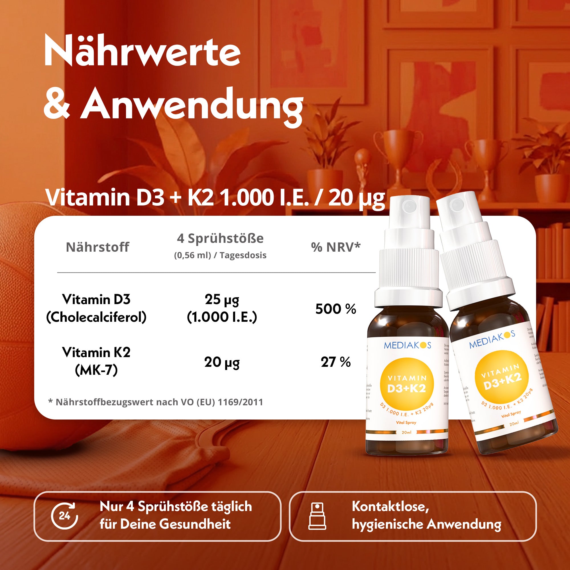 Mediakos Vitamin D3 + K2 Vital Spray